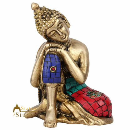 Miniature Lucky Corporate Gift Thinking Buddha Idol Décor Statue Showpiece 4" by vendor-unknown - Buddha (View 3)