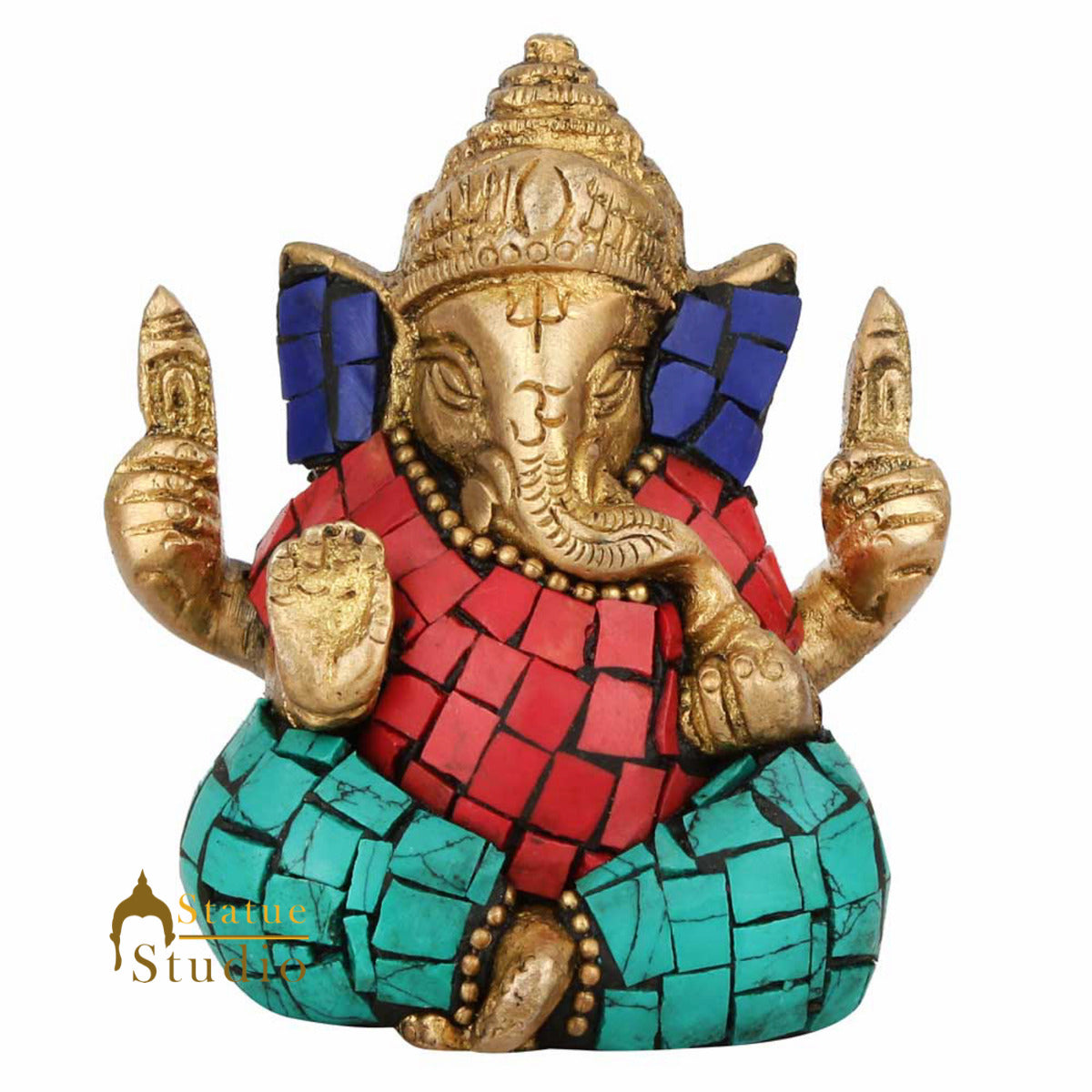Miniature Elephant God Ganesh Ganpat Diwali Gift Temple Puja Idol Statue 3" - Image 3