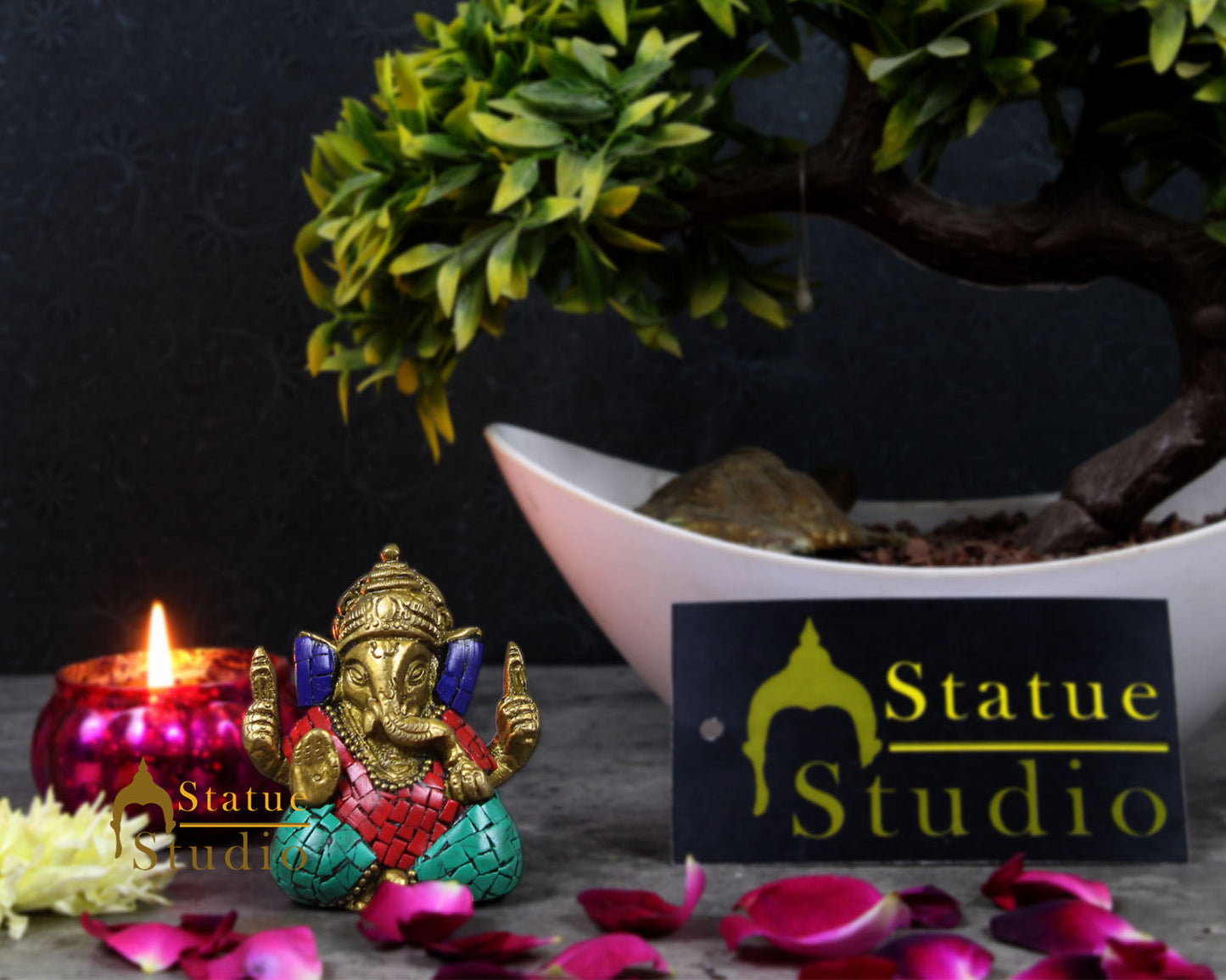 Miniature Elephant God Ganesh Ganpat Diwali Gift Temple Puja Idol Statue 3"