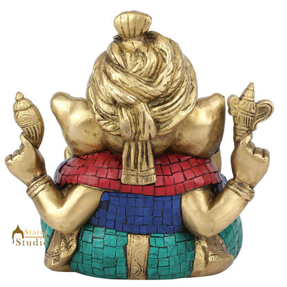 Lucky Gift Ganpati Vinayak Turban Ganesha Idol Décor Inlay Lucky Gift Statue 8" by vendor-unknown - Hindu Gods (View 4)