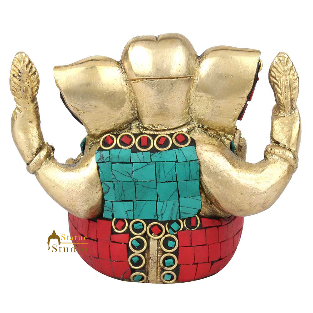 Indian Diwali Corporate Wedding Gift Ganesh Ganpati Idol Inlay Statue Murti 4" - Image 4