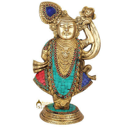 Rare Hindu God Krishna Shrinath Fine Inlay Idol Décor Gift Statue Showpiece 12" by vendor-unknown - Hindu Gods (View 2)