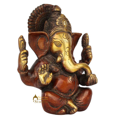 Brass Diwali Corporate Wedding Gift Ganesh Ganpati Idol Decor Statue Murti 5" by vendor-unknown - Hindu Gods (View 3)