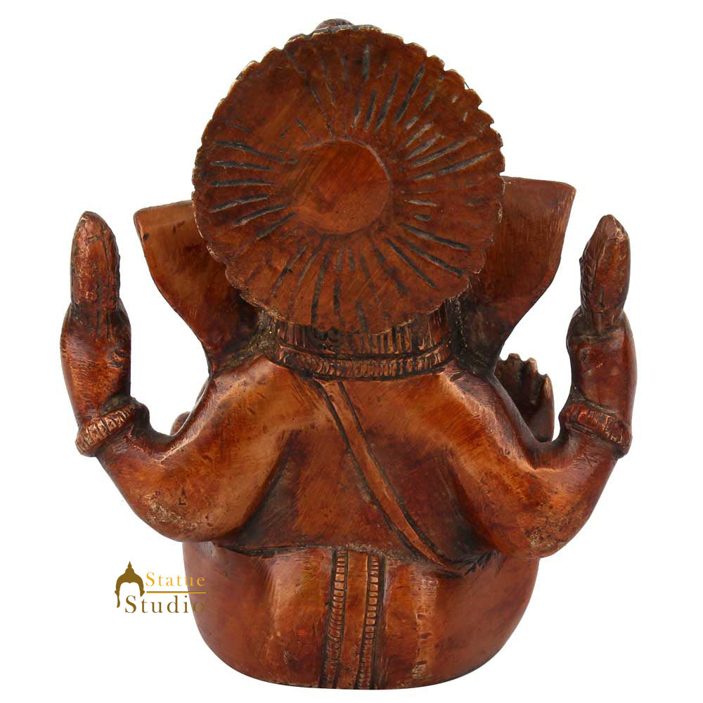 Brass Diwali Corporate Wedding Gift Ganesh Ganpati Idol Decor Statue Murti 5" - Image 4