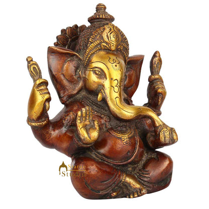 Brass Diwali Corporate Wedding Gift Ganesh Ganpati Idol Decor Statue Murti 6" by vendor-unknown - Hindu Gods (View 4)