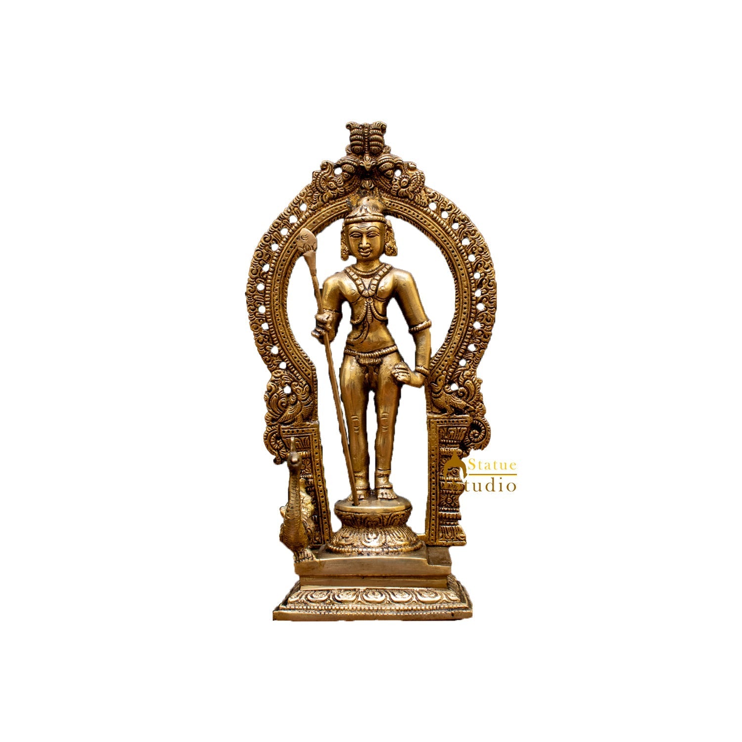 South Indian Hindu God Lord Karthikeya Murugan Vintage Idol Statue 10" - Image 5