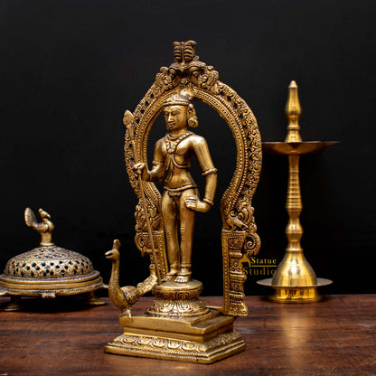 South Indian Hindu God Lord Karthikeya Murugan Vintage Idol Statue 10" by vendor-unknown - Hindu Gods (View 3)