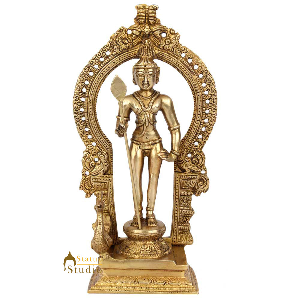 South Indian Hindu God Lord Karthikeya Murugan Vintage Idol Statue 10"