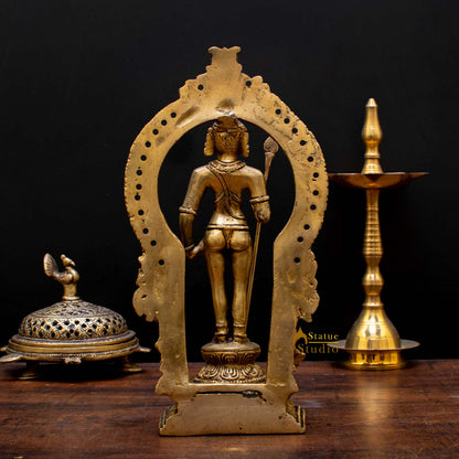 South Indian Hindu God Lord Karthikeya Murugan Vintage Idol Statue 10" by vendor-unknown - Hindu Gods (View 4)
