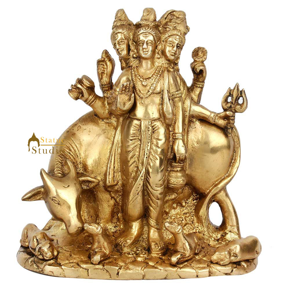 Indian Trinity of God Hindu Lord Brahma Idol Home Temple Puja Rare Statue 6"