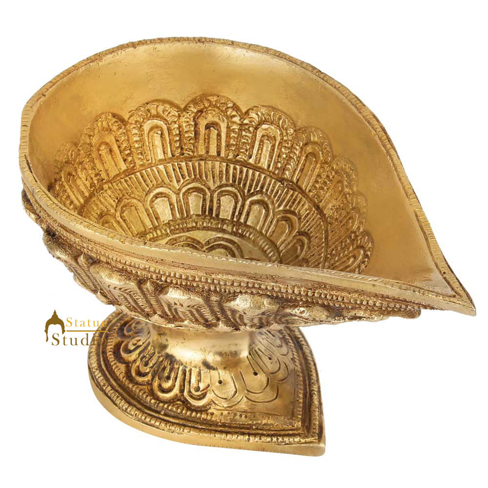 South Indian Style Brass Handmade Diwali Home Temple Antique Décor Diya 3" - Image 4