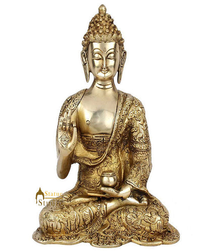 Indian Brass Life Story Engraved Buddha Antique Décor Statue Gift Showpiece 10" by vendor-unknown - Buddha