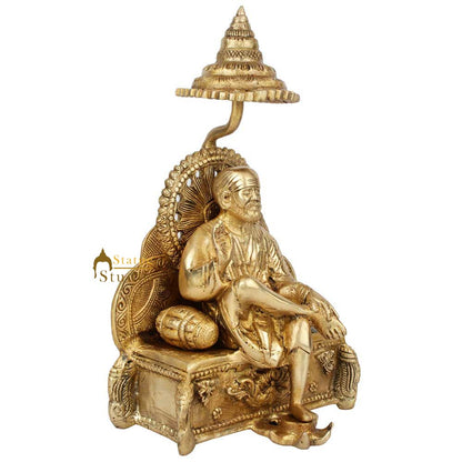 Brass Shirdi Hindu Lord Sai Baba With Chattar Fine Home Temple Décor Statue 12" by vendor-unknown - Hindu Gods (View 3)