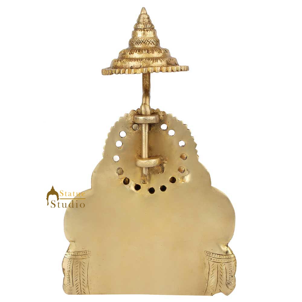 Brass Shirdi Hindu Lord Sai Baba With Chattar Fine Home Temple Décor Statue 12"