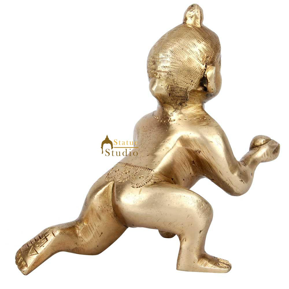 Brass Laddu Gopal Krishna Idol For Decor Showpiece 5 Inch - Image 5