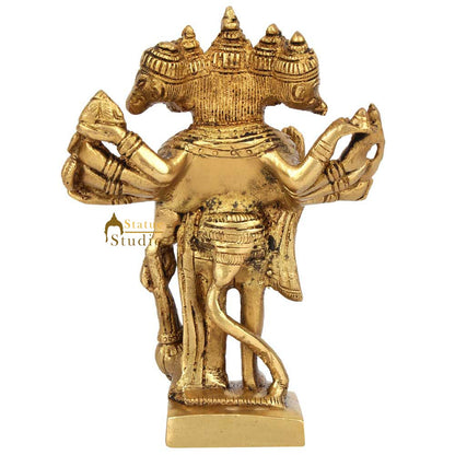Brass Miniature Standing Panchmukhi Hanuman Idol For Home Temple Decor 5" by vendor-unknown - Hindu Gods (View 4)