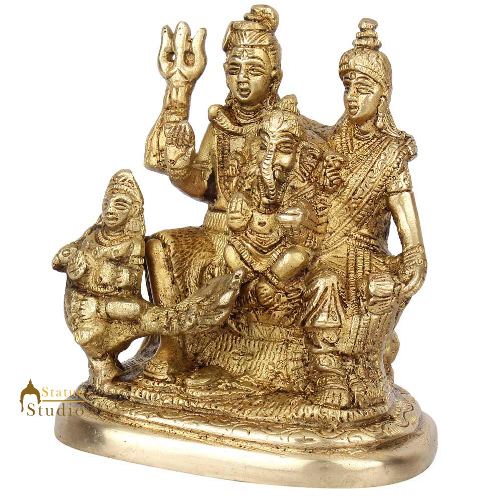 Brass Lord Shiva Parivar Statue For Home Decor 5 Inch
