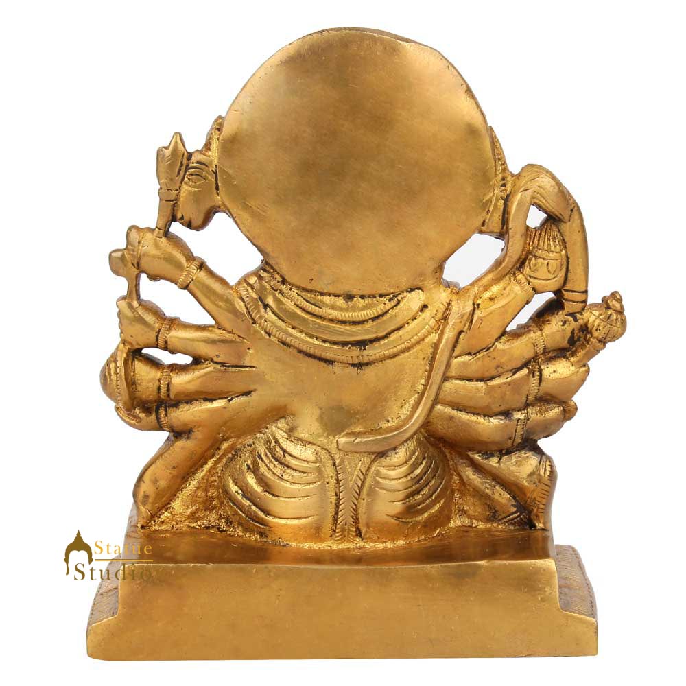 Brass Panchmukhi Hanuman Idol For Home Temple Decor Showpiece 7"