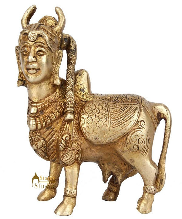 Indian Hindu Sacred Holy Kamdhenu Cow Idol Feng Shui Vastu Home Decor Statue 5" - Image 2
