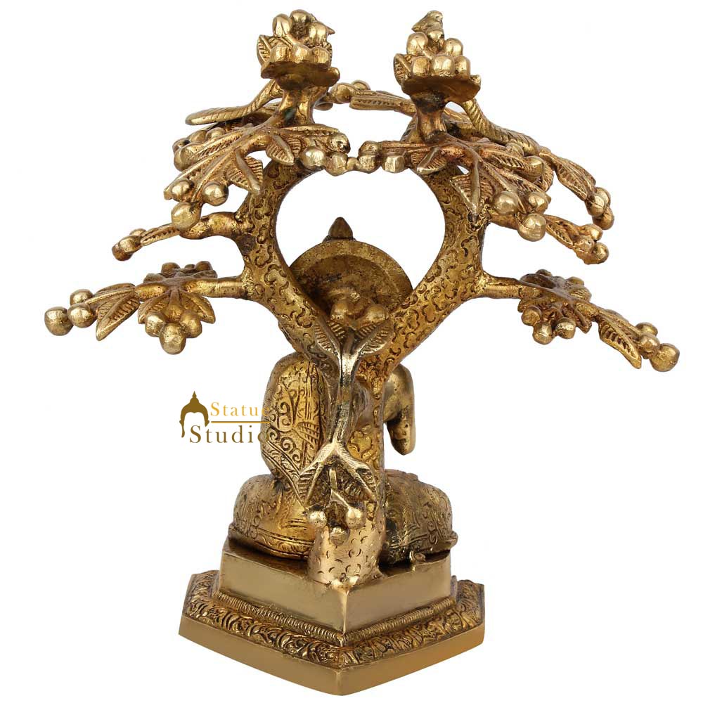 Brass Buddha Idol Under Boddhi Tree 10 Inch - Image 4