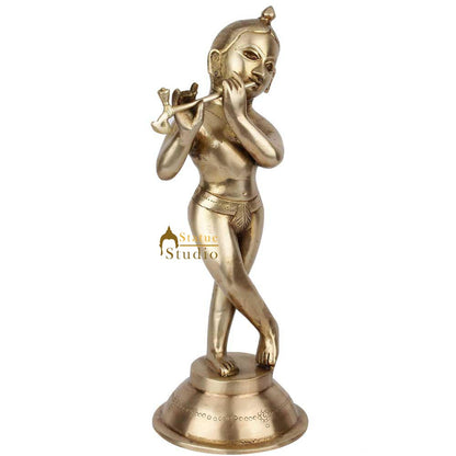Antique Home Décor Lucky Gift Brass Hindu Lord Krishna Standing Statue Idol 12" by vendor-unknown - Hindu Gods (View 3)