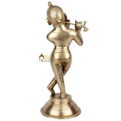Antique Home Décor Lucky Gift Brass Hindu Lord Krishna Standing Statue Idol 12" by vendor-unknown - Hindu Gods (View 4)