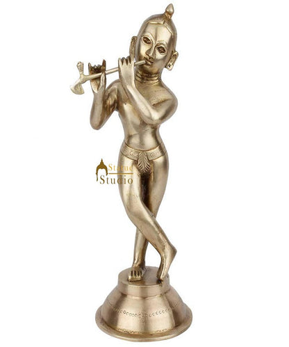 Antique Home Décor Lucky Gift Brass Hindu Lord Krishna Standing Statue Idol 12" by vendor-unknown - Hindu Gods (View 2)