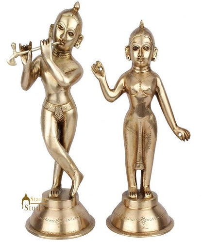 Antique Home Décor Lucky Gift Brass Hindu Radha Krishna Standing Statue Idol 12" by vendor-unknown - Hindu Gods (View 2)