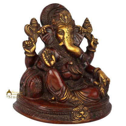 Antique Brass Handicraft Lord Ganesha Statue Ganpati Idol Gift Décor Statue 7" by vendor-unknown - Hindu Gods (View 3)