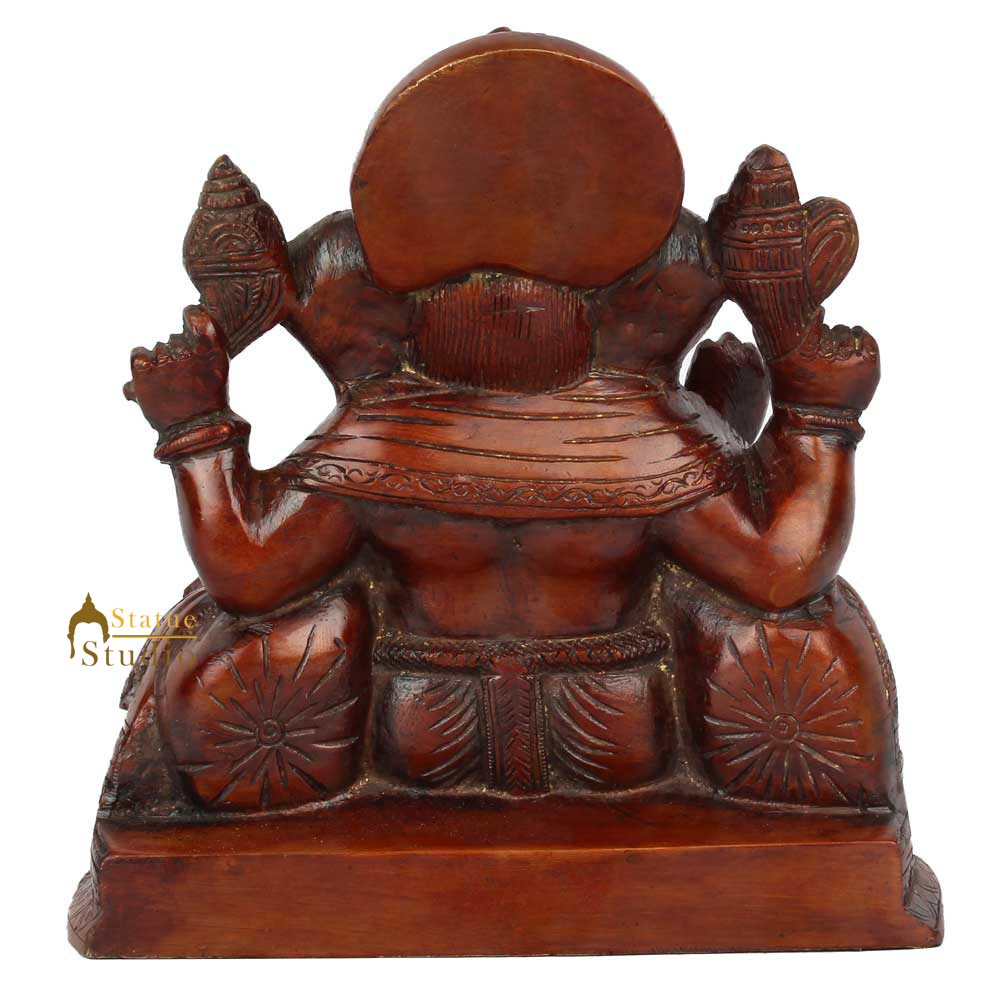 Antique Brass Handicraft Lord Ganesha Statue Ganpati Idol Gift Décor Statue 7" - Image 4