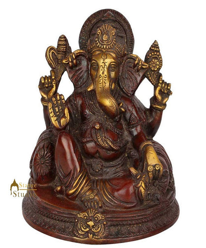 Antique Brass Handicraft Lord Ganesha Statue Ganpati Idol Gift Décor Statue 7" by vendor-unknown - Hindu Gods