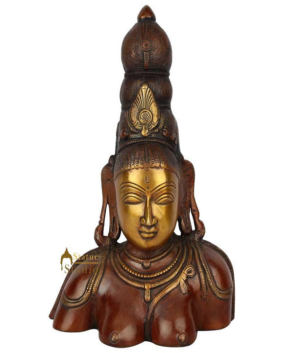 Antique Vintage Indian Handmade Tibet Buddhist Goddess Tara Bust Statue 10" - Eco-friendly - Sama Homes