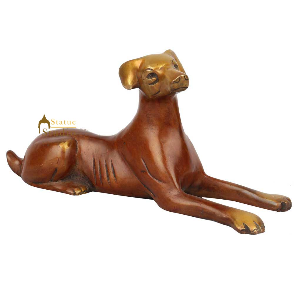 Indian Brass Sitting Dog Animal Fine Home Office Décor Statue Showpiece 4" - Image 3