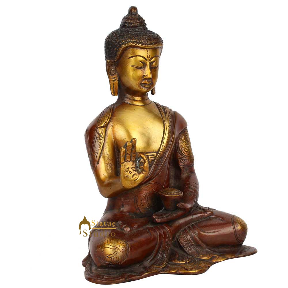 Antique Sitting Blessing Living Room Décor Buddha Statue Figurine 8"