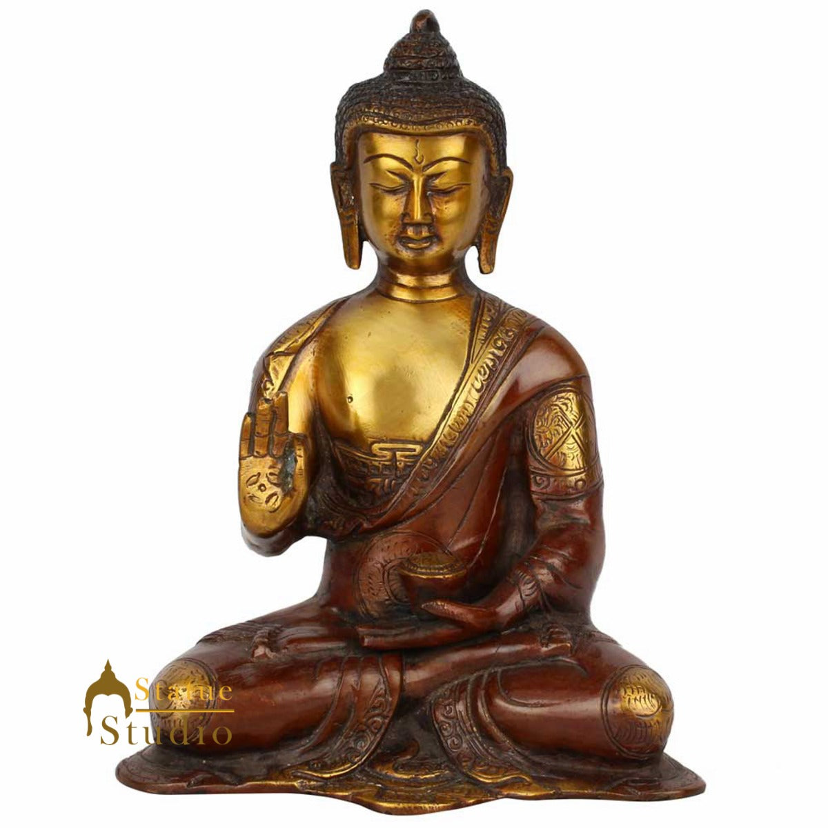 Antique Sitting Blessing Living Room Décor Buddha Statue Figurine 8"