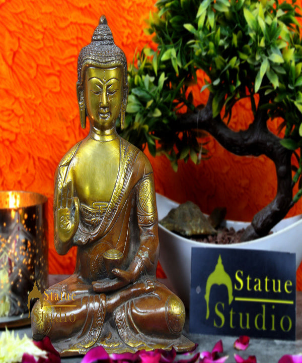 Antique Sitting Blessing Living Room Décor Buddha Statue Figurine 8" - Eco-friendly - Sama Homes