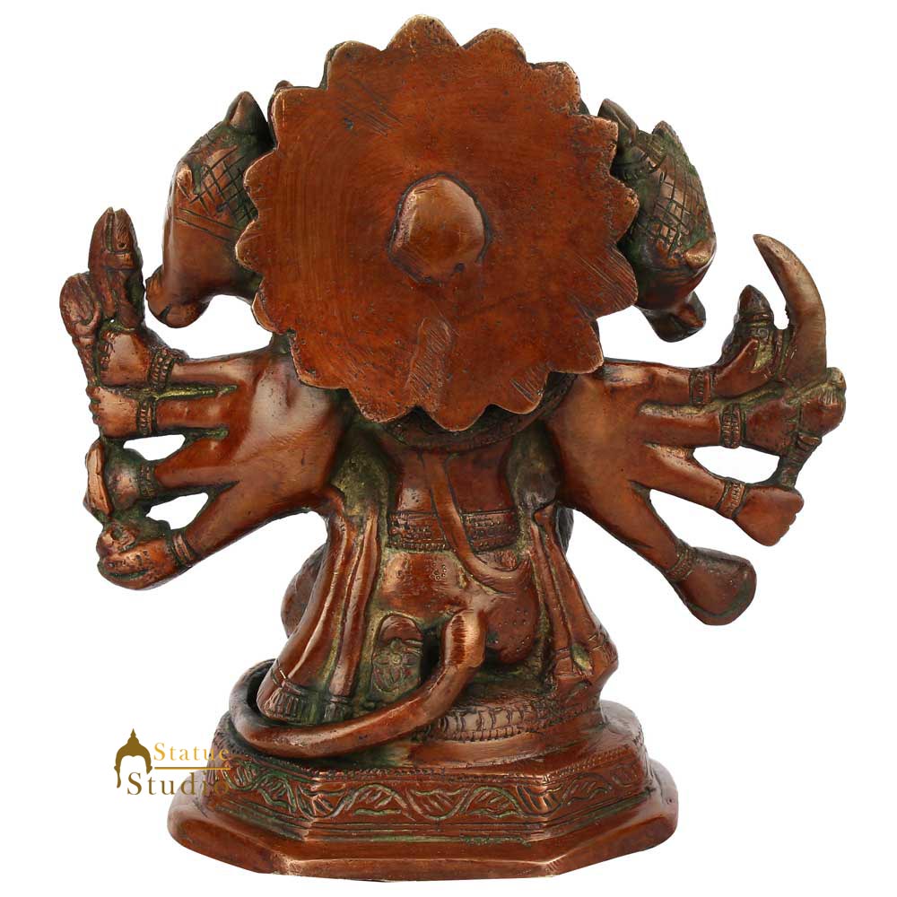 Brass Panchmukhi Hanuman Idol Antique Finish For Home Decor 7" - Image 4