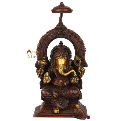Antique Brass Handicraft Lord Ganesha Statue Ganpati Idol Gift Décor Statue 8" by vendor-unknown - Hindu Gods (View 2)