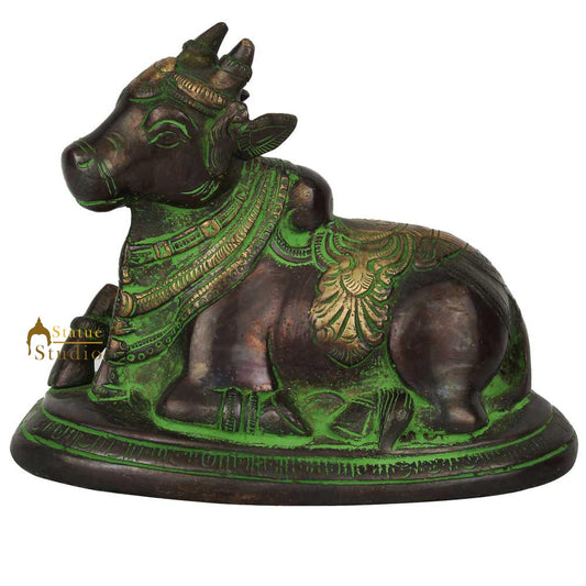 Antique Vintage Indian Hindu Holy Cow Idol Sacred Nandi Temple Décor Statue 4"