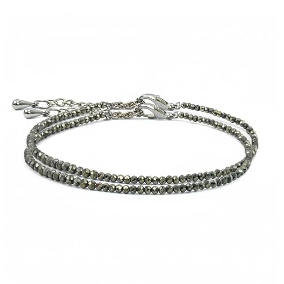 Raw Pyrite Anklet for Women | Natural Stone Jewelry for Protection, Wealth & Energy | Spiritual & Healing Bracelet