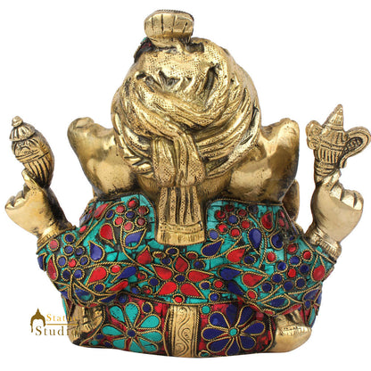 Indian Hindu God Turban Ganesha Lord Ganpati Idol Lucky Décor Gift Statue 7" by vendor-unknown - Hindu Gods (View 4)