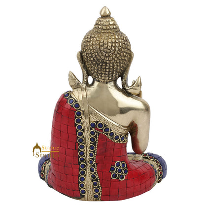 Brass Inlay Fine Tibetan Murti Lucky Corporate Décor Gift Buddha Idol Statue 7" by vendor-unknown - Buddha (View 4)