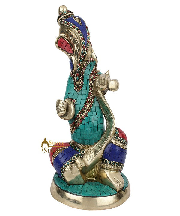 Modern Home Decorative Reading Writing Fine Inlay Ganesh Statue Ganpati Idol 12"