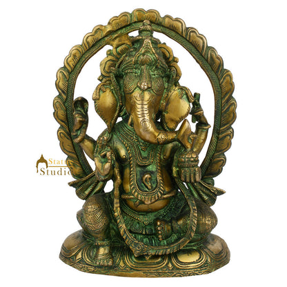 Antique Green Lord Ganpati Home Décor Murti Idol Ganesha Statue Masterpiece 10" by vendor-unknown - Hindu Gods (View 2)