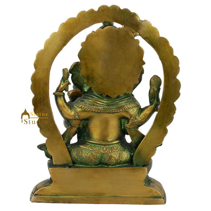 Antique Green Lord Ganpati Home Décor Murti Idol Ganesha Statue Masterpiece 10" by vendor-unknown - Hindu Gods (View 4)