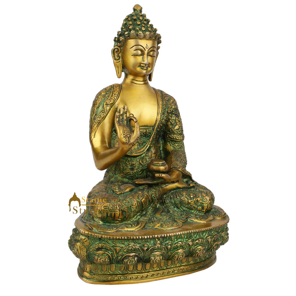 Antique Blessing Buddha Life Story Carved Idol Décor Gift Statue Showpiece 12" - Image 3