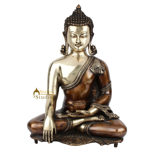Indian Brass Bodhisattva Kundal Buddha Décor Gift Statue Idol Masterpiece 16"