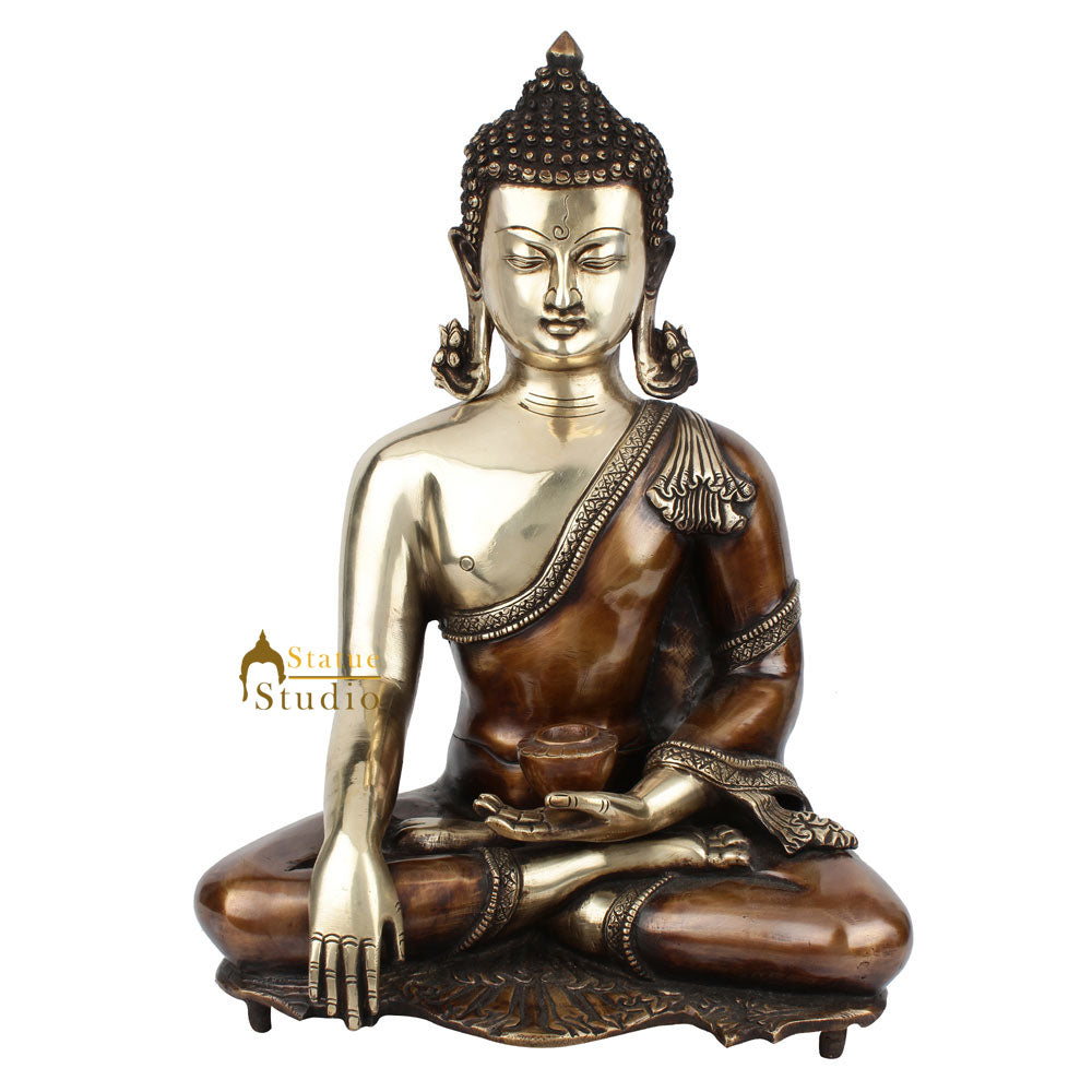 Indian Brass Bodhisattva Kundal Buddha Décor Gift Statue Idol Masterpiece 16" - Image 2