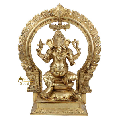 Indian Brass Hindu Lord Ganpati Vinayak Ganesha Murti Idol Décor Gift Statue 17" by vendor-unknown - Hindu Gods (View 2)