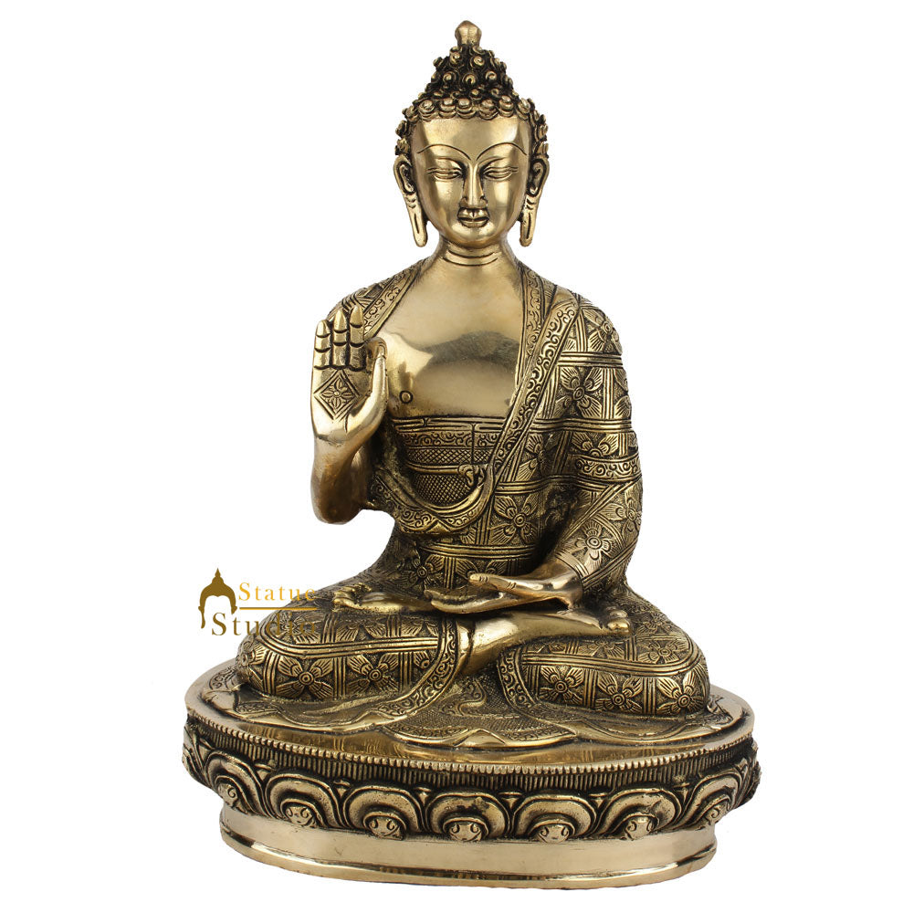 Fine Buddhism Lord Sakyamuni Buddha Carved Statue Décor Gift Idol Murti 12"